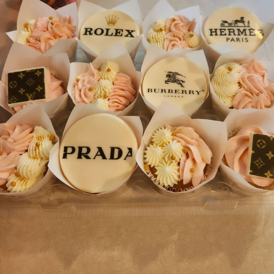 Designer label cupcakes