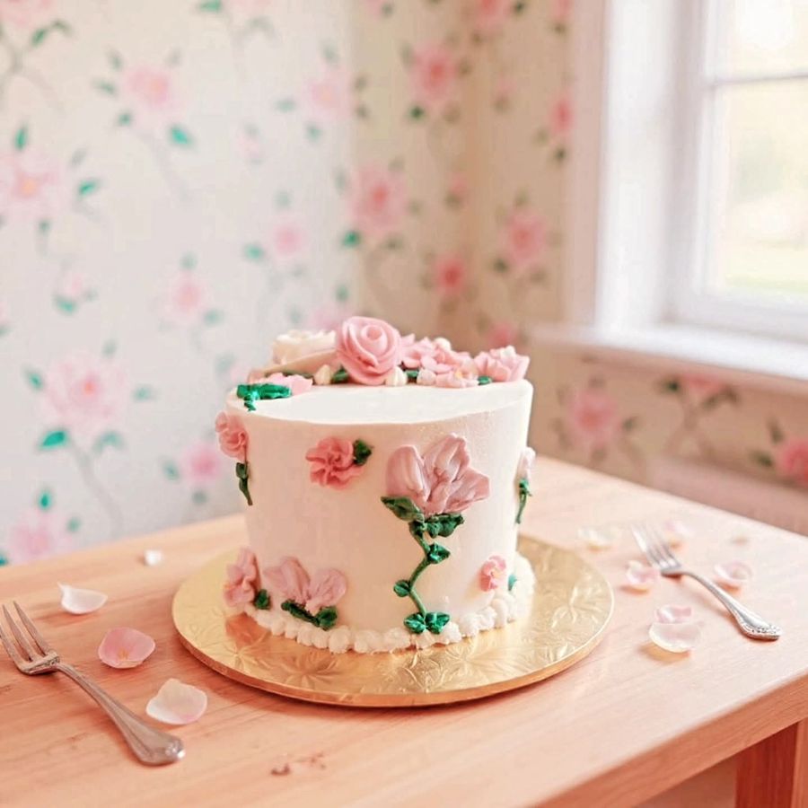 Piped pink roses
